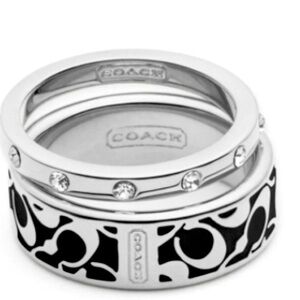 🔴 Coach Signature Silver and Black Logo Patterned Ring! 🔥